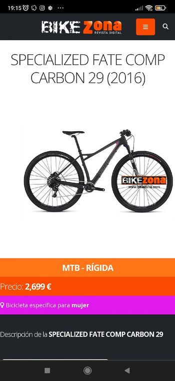 Specialized Fate Comp Carbon 29 2016 2016 Mountainbike d'occasion — image 7 sur 8
