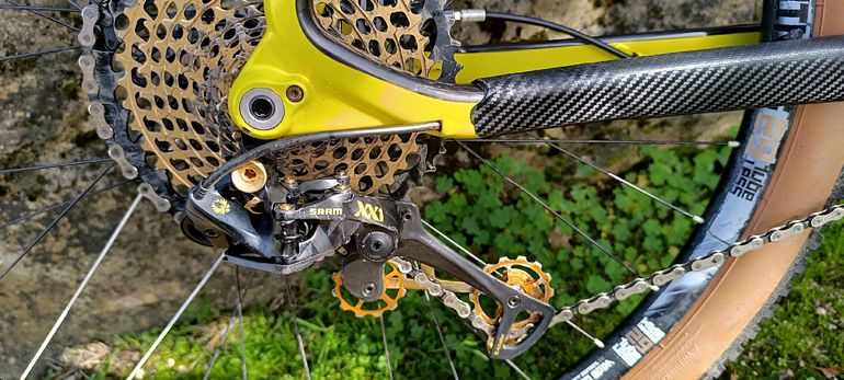 Used Niner AIR 9 RDO SRAM XX1 EAGLE GOLD 1 x 12V 2017 Mountainbike, Black — image 13 of 60