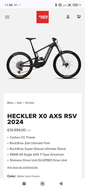 Used Santa Cruz HECKLER X01 AXS RSV MX / Carbon CC 2024 2024 Mountainbike, Hellgrau, 29, 27.5 — image 3 of 3