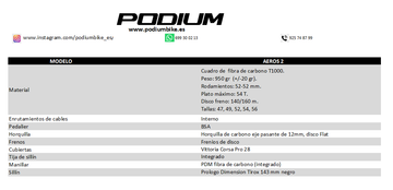 Used PODIUM AEROS 2 2025 Road & Gravel, White — image 3 of 4