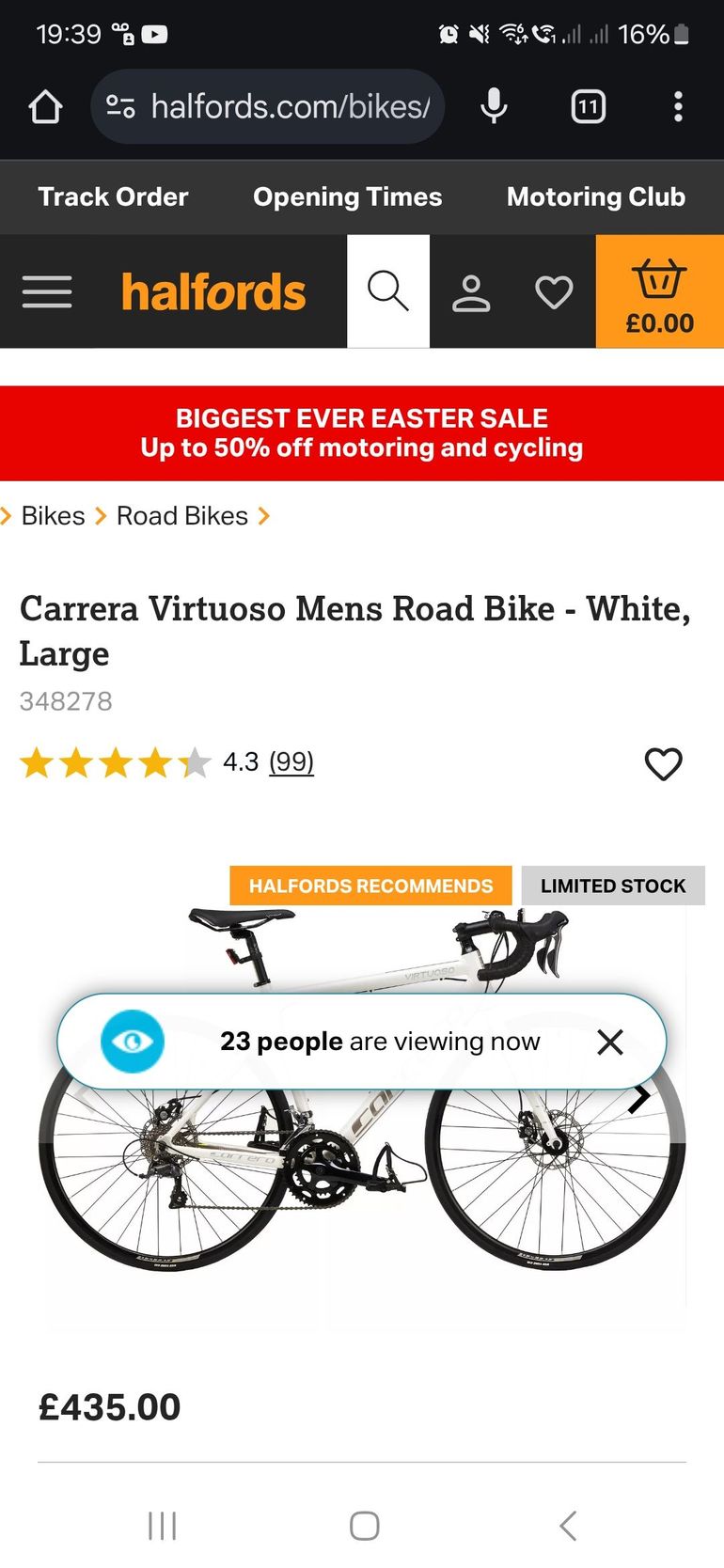 Used Carrera Virtuoso Mens Road Bike 2020 2020 Road & Gravel, Weiß — image 4 of 4