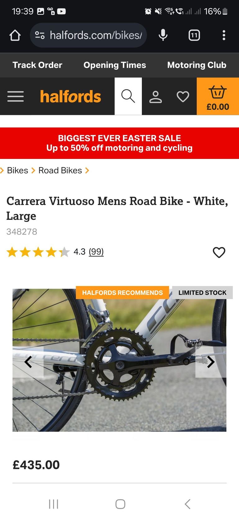 Used Carrera Virtuoso Mens Road Bike 2020 2020 Road & Gravel, Weiß — image 1 of 4