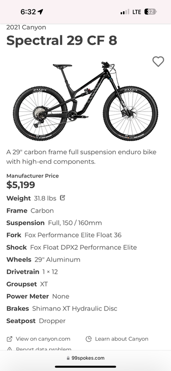 Used Canyon Spectral 29 CF 8 2021 2021 Mountainbike, Green, 29 — image 2 of 3