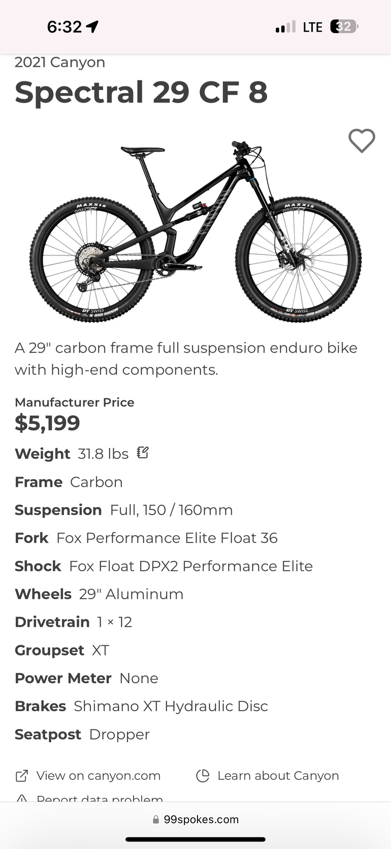 Used Canyon Spectral 29 CF 8 2021 2021 Mountainbike, Green, 29 — image 2 of 3
