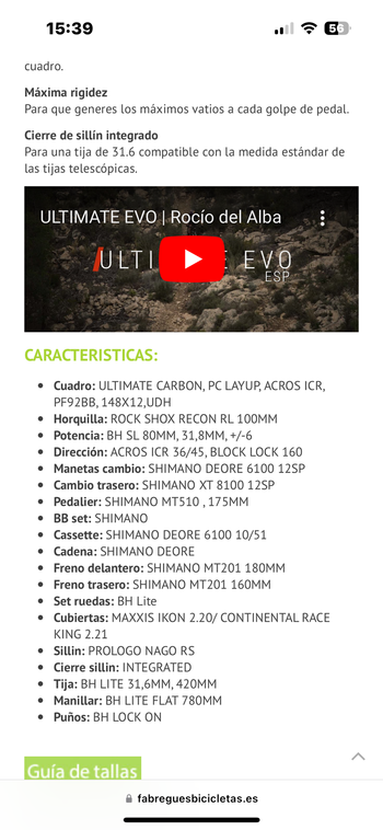 Bh - ultimate Shimano Deore XT 2023 Mountainbike usato, Bianco — immagine 5 di 5