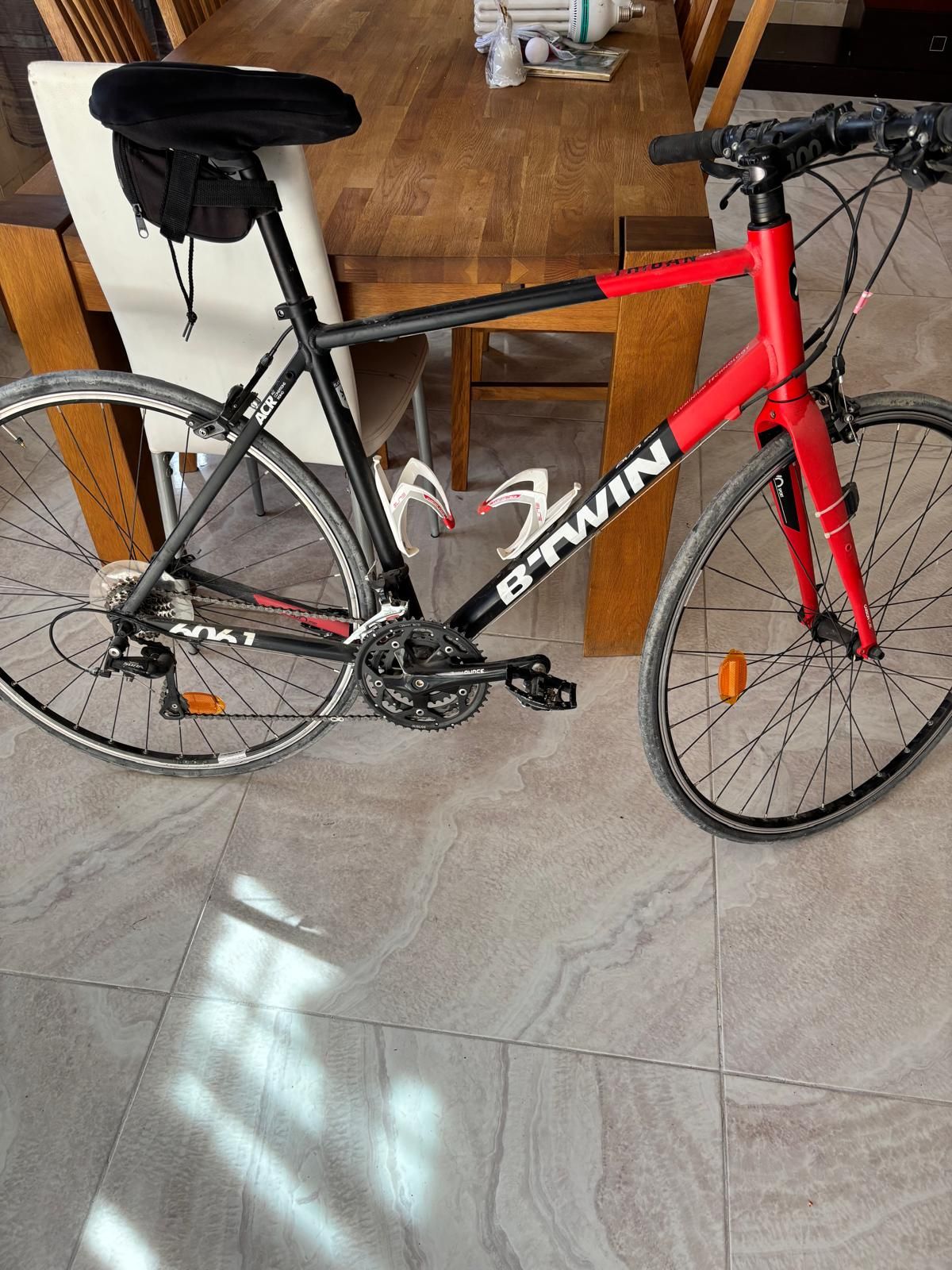 Flat Bar Btwin Red Road Bike B'Twin Triban RC 120 Flat Bar Disc