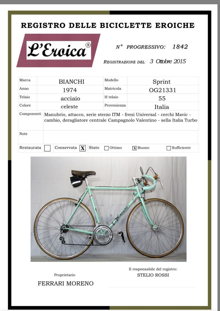 Used Bianchi Sprint 1974 1974 Road & Gravel, Green — image 2 of 3