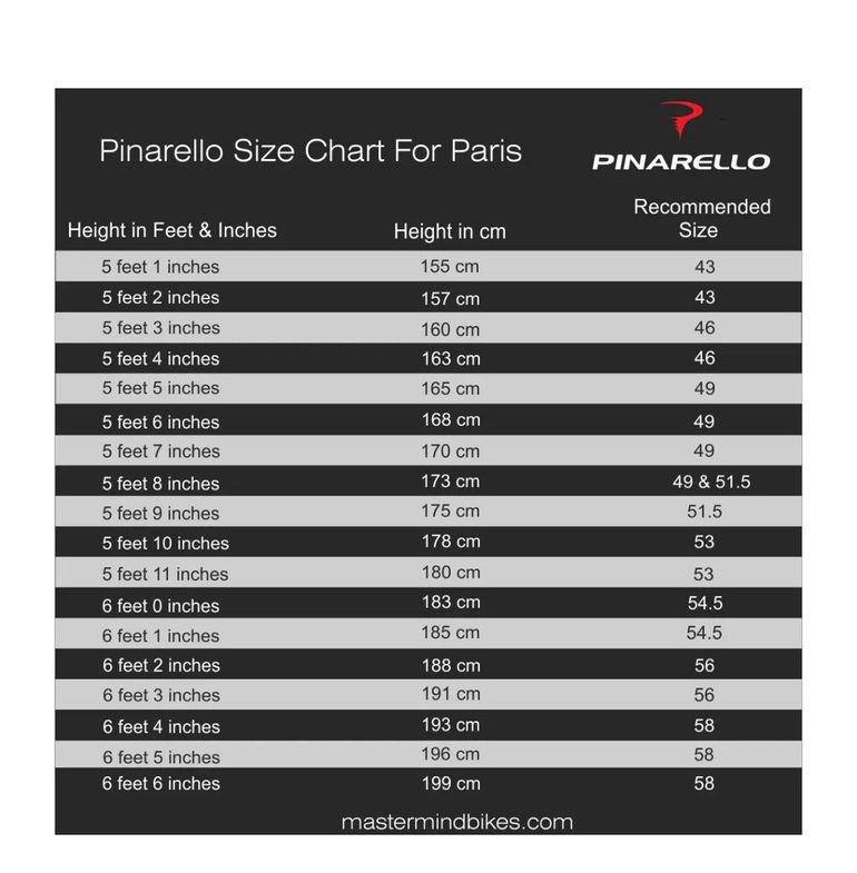 Pinarello Paris Pinarello Frame Size Guide Height Pinarello Fp Due