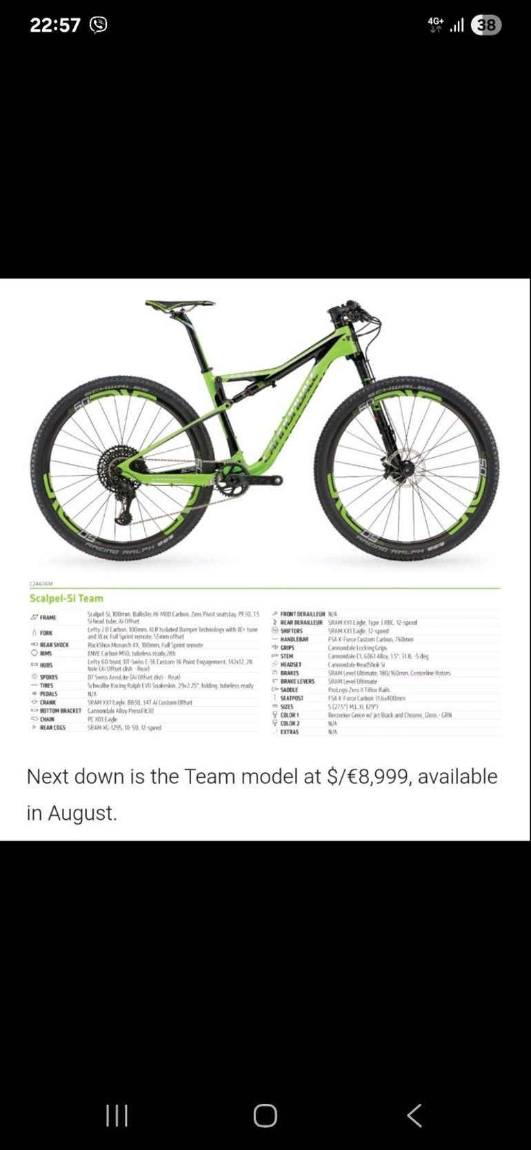 Used Cannondale Scalpel-Si Team 2017 2017 Mountainbike — image 5 of 5