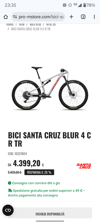 Used Santa Cruz Blur SRAM NX Eagle 2025 Mountainbike, Light Gray, 29 — image 1 of 6