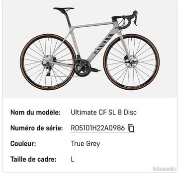Used Canyon Ultimate CF SL 8 Disc 2021 2021 Road & Gravel, Light Gray — image 3 of 3