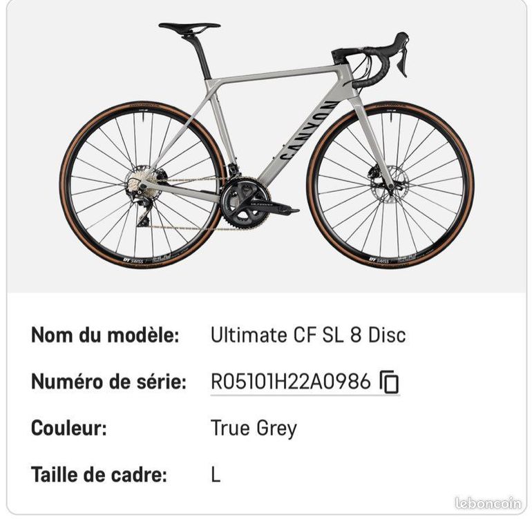 Used Canyon Ultimate CF SL 8 Disc 2021 2021 Road & Gravel, Light Gray — image 3 of 3