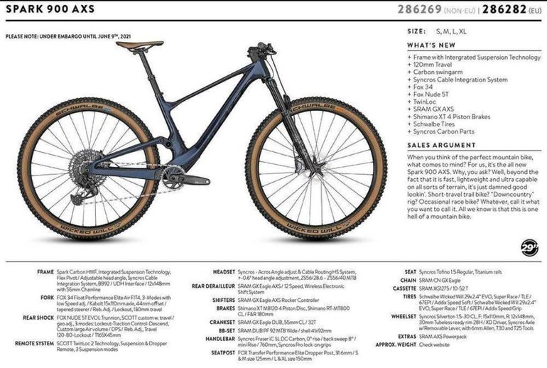 Used Scott Spark 900 AXS 2022 2022 Mountainbike, Blue, 29 — image 6 of 6