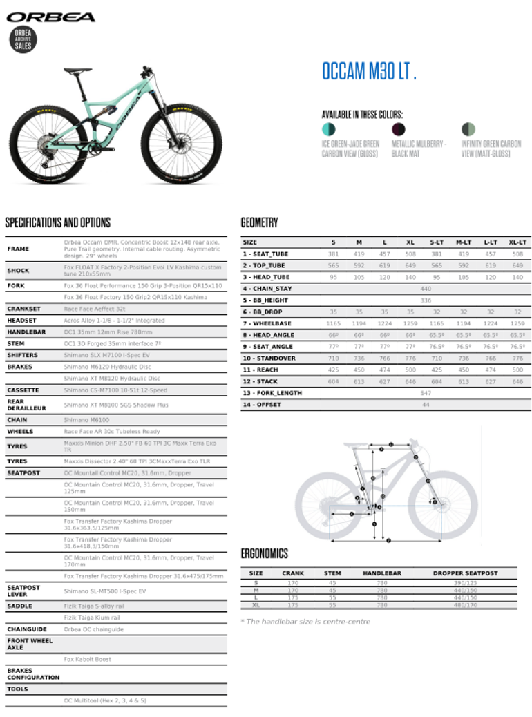 Used Orbea OCCAM M30 LT 2023 2023 Mountainbike, Green, 29 — image 8 of 10