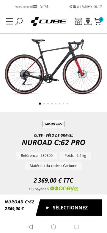 Used CUBE NUROAD C:62 PRO 2022 2022 Road & Gravel, Black — image 6 of 6