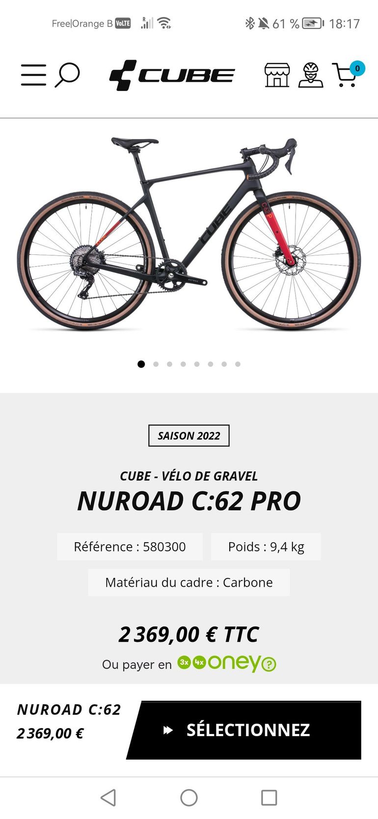 Used CUBE NUROAD C:62 PRO 2022 2022 Road & Gravel, Black — image 6 of 6