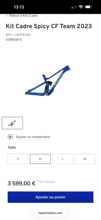 Used Lapierre Spicy CF Team 2023 Frameset 2023 Mountainbike, Blue, 29 — image 3 of 3