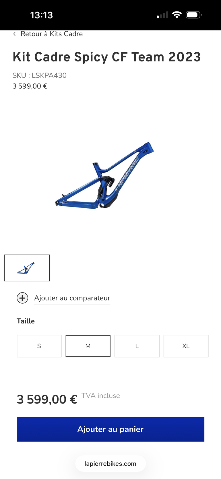 Used Lapierre Spicy CF Team 2023 Frameset 2023 Mountainbike, Blue, 29 — image 3 of 3