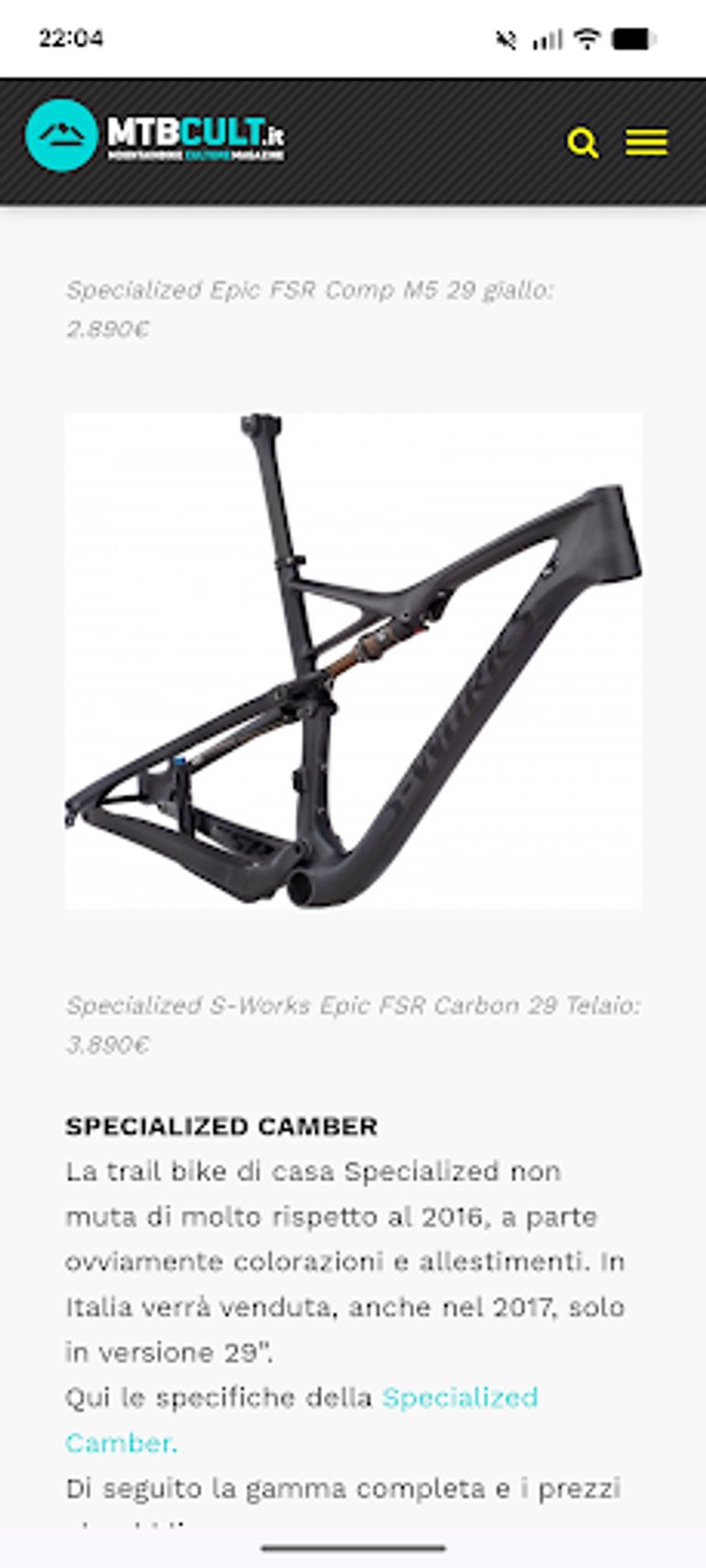 Specialized Epic Shimano XTR Di2 2017