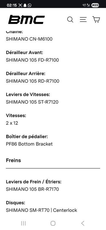 BMC Teammachine SLR FIVE 2024 2024 Road & Gravel d'occasion — image 8 sur 10