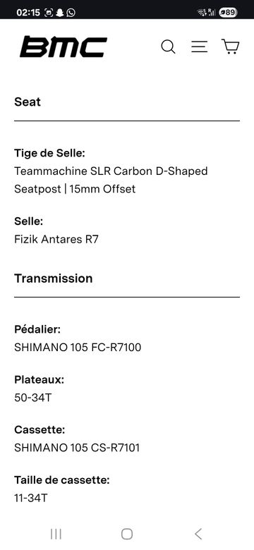 BMC Teammachine SLR FIVE 2024 2024 Road & Gravel d'occasion — image 9 sur 10