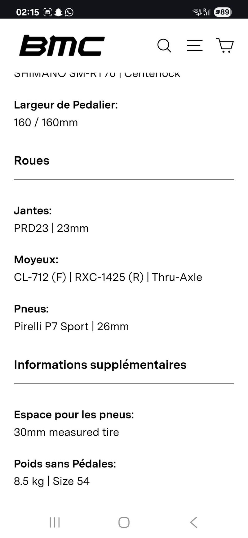BMC Teammachine SLR FIVE 2024 2024 Road & Gravel d'occasion — image 7 sur 10