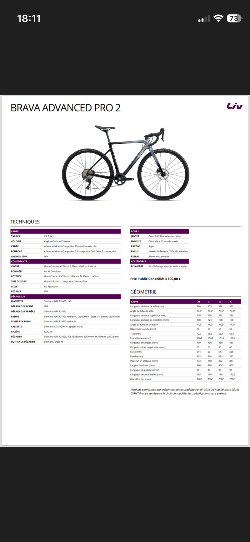 Käytetty Liv Brava Advanced Pro 2 2023 2023 Road & Gravel — kuva 9 / 9