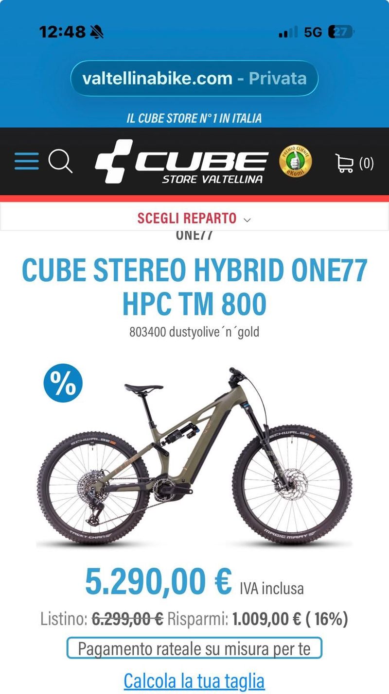 Used CUBE STEREO HYBRID ONE77 HPC, TM 800 2025 2025 MTB