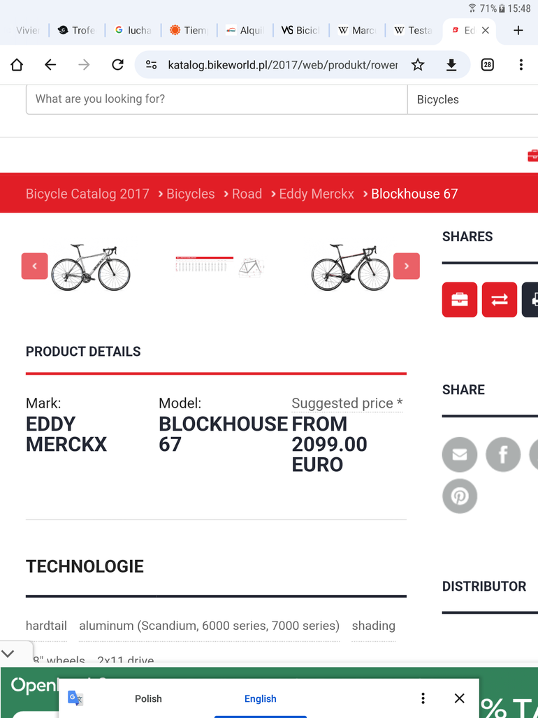 Used Eddy Merckx Blockhaus 67 2017 Road & Gravel, Light Gray — image 7 of 8