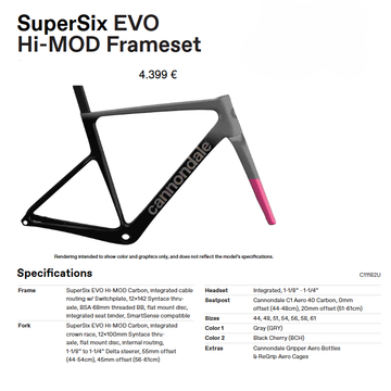Used Cannondale Supersix Frameset 2024 Road & Gravel, Light Gray — image 2 of 4