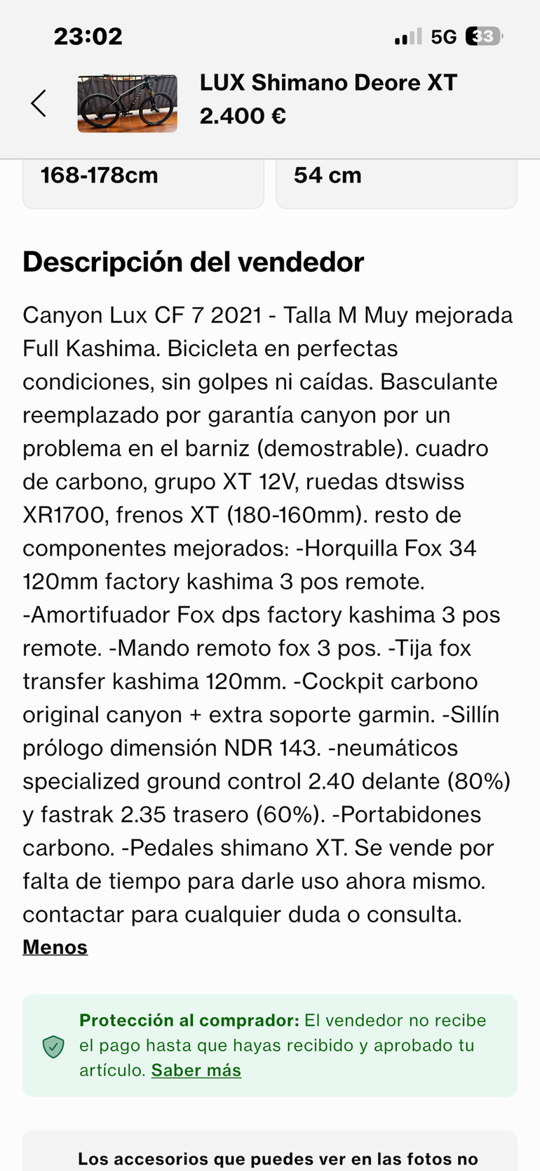 Used Canyon LUX Shimano Deore XT 2022 Mountainbike, Black — image 7 of 7
