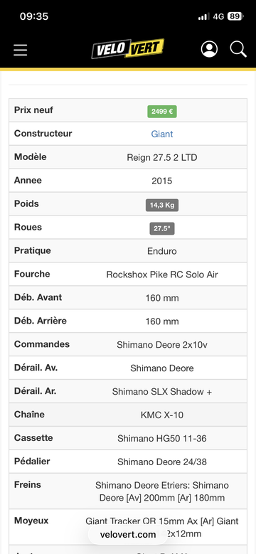 Tweedehands Giant Reign Shimano Deore XT 2015 Mountainbike — afbeelding 14 van 16