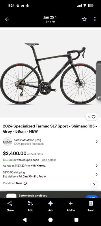 Used Specialized Tarmac SL6 Sport 2021 2021 Road & Gravel, Black — image 3 of 3