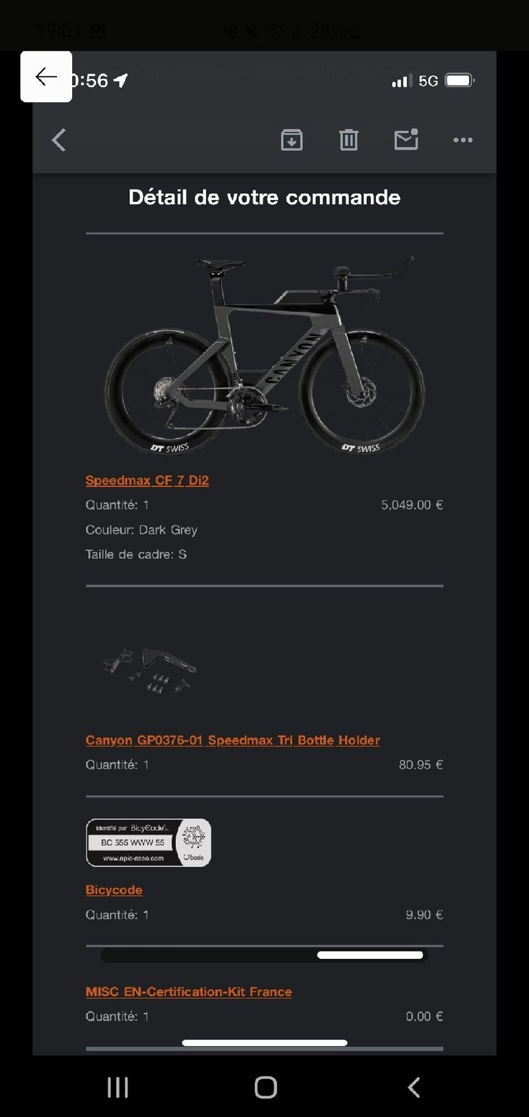 Used Canyon Speedmax CF 7 Di2 2024 2024 Road & Gravel, Light Gray — image 3 of 4