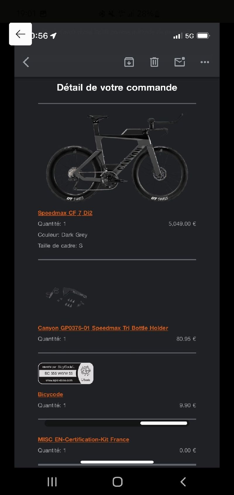 Used Canyon Speedmax CF 7 Di2 2024 2024 Road & Gravel, Light Gray — image 3 of 4