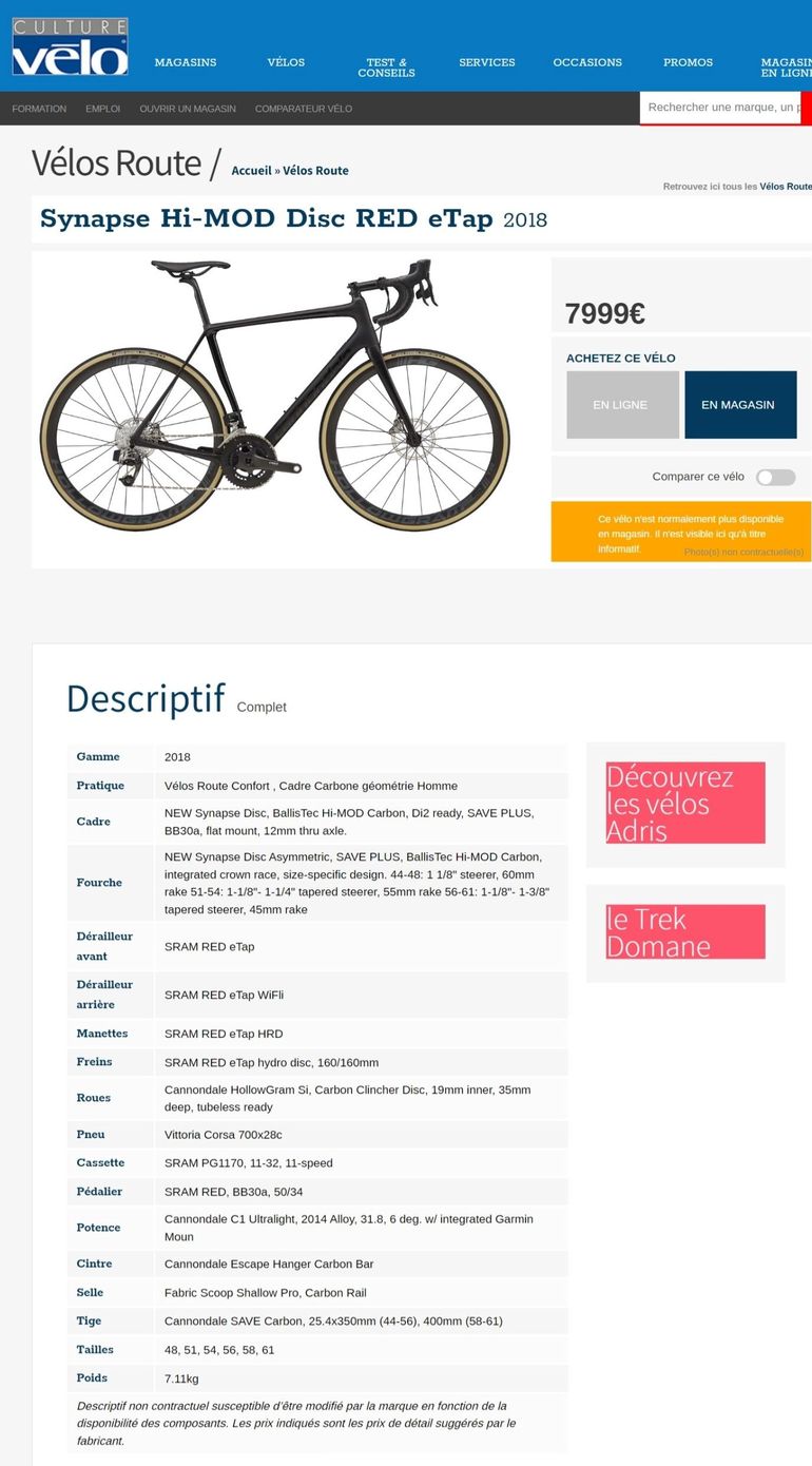 Used Cannondale Synapse Hi MOD Disc RED eTap 2019 2019 Road & Gravel — image 16 of 16