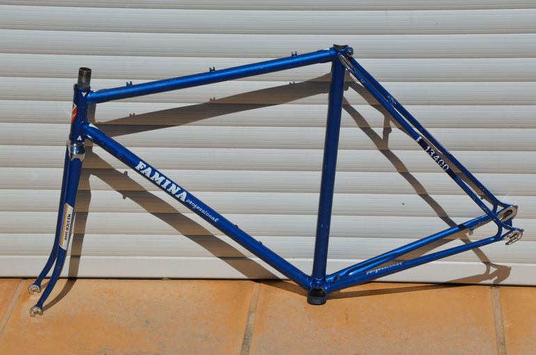 Used Famina Vintage Famina Professional Road Bike Frame And Fork Made From Columbus Aelle Steel Tubing. Frameset 1979 Road & Gravel, Blue — image 21 of 37