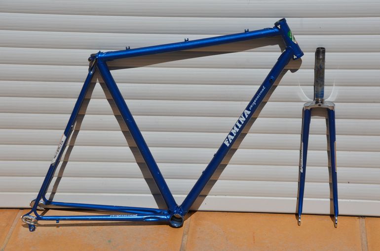 Used Famina Vintage Famina Professional Road Bike Frame And Fork Made From Columbus Aelle Steel Tubing. Frameset 1979 Road & Gravel, Blue — image 2 of 37