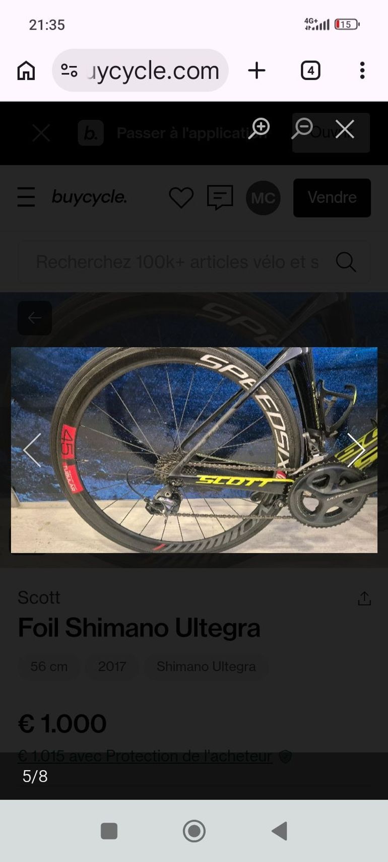 Used Scott Foil Shimano Ultegra 2017 Road & Gravel, Black — image 2 of 7