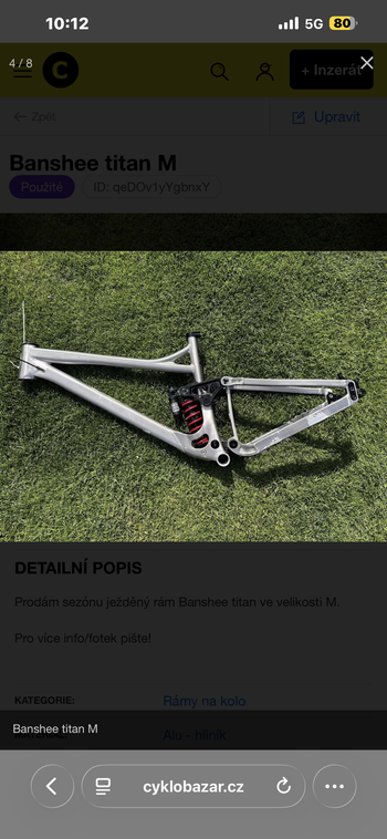 Used Banshee TITAN V3.2 Frame 2024 Frameset 2024 Mountainbike, Light Gray, 29, 27.5 — image 6 of 6