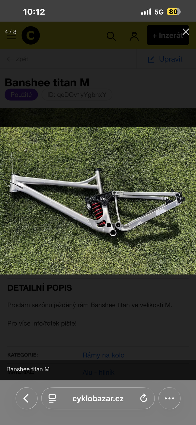 Used Banshee TITAN V3.2 Frame 2024 Frameset 2024 Mountainbike, Light Gray, 29, 27.5 — image 6 of 6