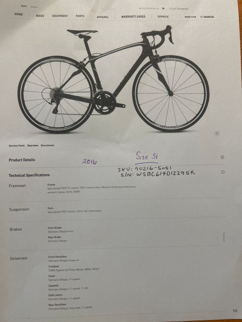 Used Specialized Ruby Shimano Ultegra 2016 Road & Gravel, Black — image 6 of 7