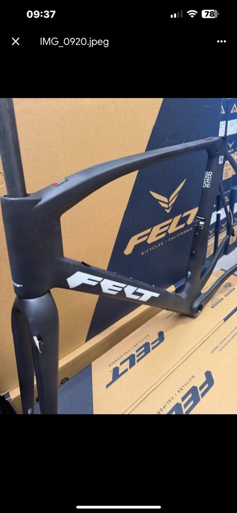 Used Felt BREED Advanced GRX 820 2024 Frameset 2024 Road & Gravel, Black — image 1 of 4