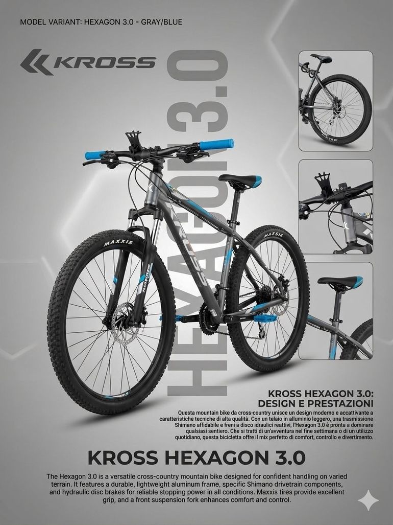 Used Kross HEXAGON 3.0 2022 2022 Mountainbike, Light Gray, 26, 27.5 — image 1 of 5