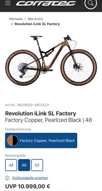 Used Corratec Revolution iLink SL Factory 2024 Frameset 2024 Mountainbike, Negro — image 13 of 13