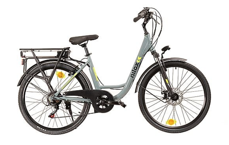 Brugt NILOX Bicicletta Elettrica Citibike NILOX X7F Grigio, Ruote Da 26", velocità Max 25 Km/h, Motore 250W, Autonomia Fino A 80Km, Batteria Da 12800mAh 2026 Urban & Touring