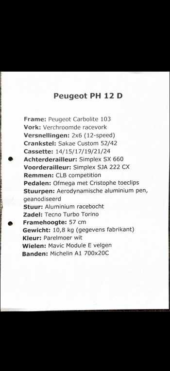 Used Peugeot Ph12-D 1982 Road & Gravel, White — image 8 of 8