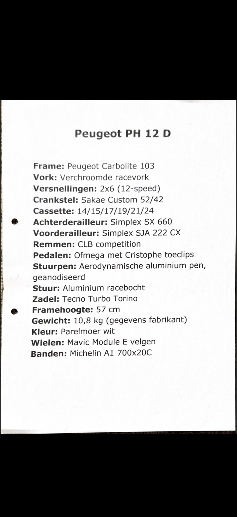 Used Peugeot Ph12-D 1982 Road & Gravel, White — image 8 of 8