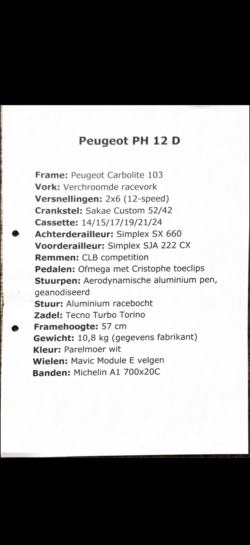 Used Peugeot Ph12-D 1982 Road & Gravel, White — image 8 of 8