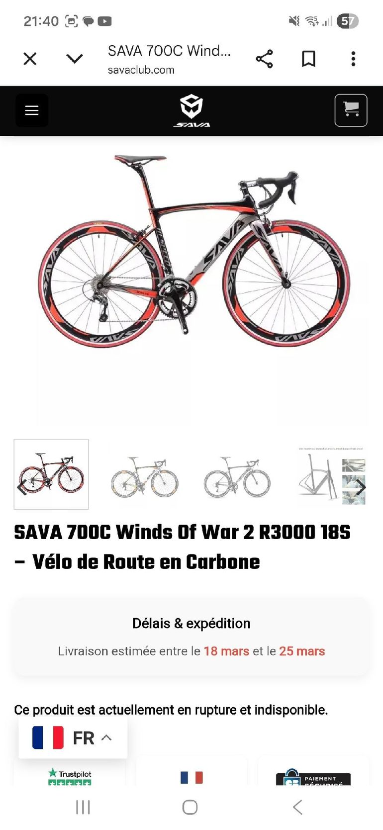 Used SAVA SAVA Custom Shimano Sora 2019 Road & Gravel, Red — image 8 of 10